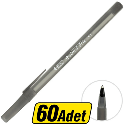 Bic Round Stic Tükenmez Kalem 1 mm Siyah 60lı Paket