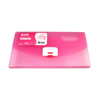 Bigpoint Çıtçıtlı 13 Cepli Zarf Yatay Dosya Körüklü Pembe