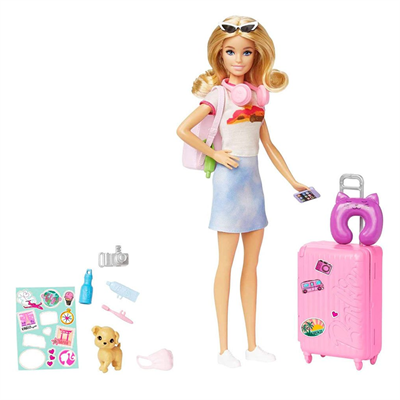 Barbie Seyahatte Bebeği ve Aksesuarları HJY18