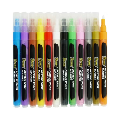 Brons Akrilik Marker İnce Uçlu 12li Set