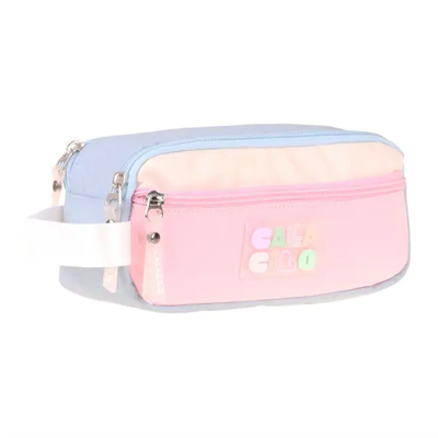 CalaCilo Cloudy Pembe Mavi Renkli Kız Çocuk Üç Gözlü Kalem Çantası - Pembe - Mavi - C4088