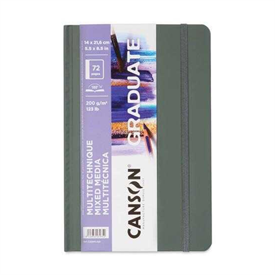 Canson CAN Graduate Mix Media Sert Kapak Defter Beyaz Dikey 200Gr 14x21,6 72 Sayfa