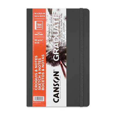 Canson BK Cangrabk Sert Kapaklı Eskiz Defteri 90Gr 14x21,6 92 Sayfa Koyu Gri