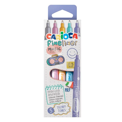 Carioca Fineliner İnce Uçlu Keçeli Kalem 5 Renk Music
