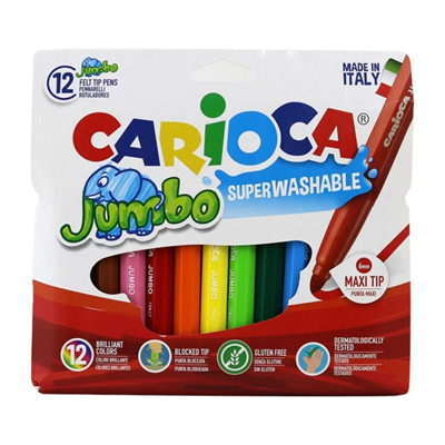 Carioca Jumbo Yıkanabilir Keçeli Boya Kalemi 12Li