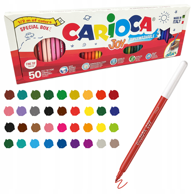 Carioca Joy Süper Yıkanabilir Keçeli Boya Kalemi Seti 50 Renk
