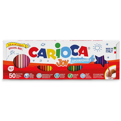 Carioca Joy Süper Yıkanabilir Keçeli Boya Kalemi Seti 50 Renk