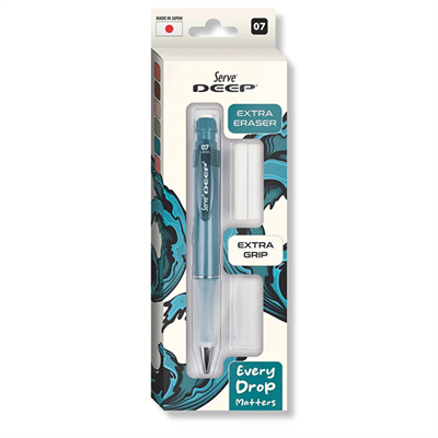 Serve Deep Versatil Kalem 07mm- Toprak Tonları - Yedekli Set (Grip ve Silgi) Mavi