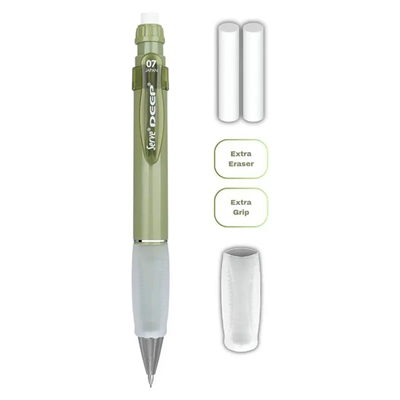 Serve Deep Mekanik Kurşun Kalem 07mm ve Silgi Yedekli Set Yaprak Yeşili 