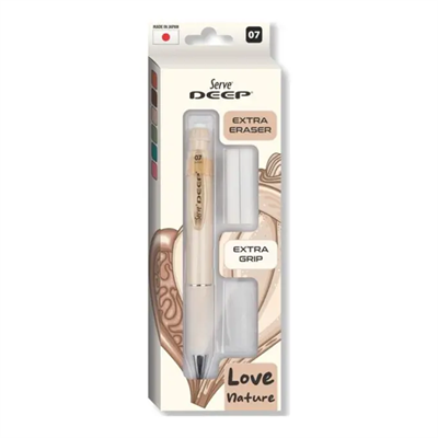 Serve Deep Versatil Kalem 07mm- Toprak Tonları - Yedekli Set (Grip ve Silgi)