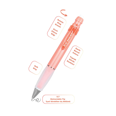 Serve Deep Versatil Kalem 07mm- Toprak Tonları - Yedekli Set (Grip ve Silgi)