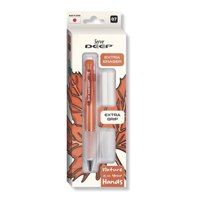 Serve Deep Toprak Tonları Serisi 0.7 mm Kalem Grip & Silgi Yedekli Set – Kiremit Versatil Kalem Seti