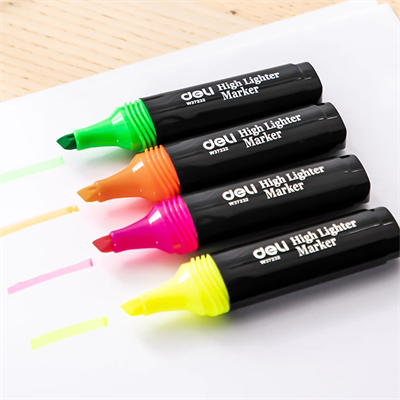 Deli Fosforlu Kalem 4Lü Paket Sarı-Yeşil-Turuncu-Pembe 37232