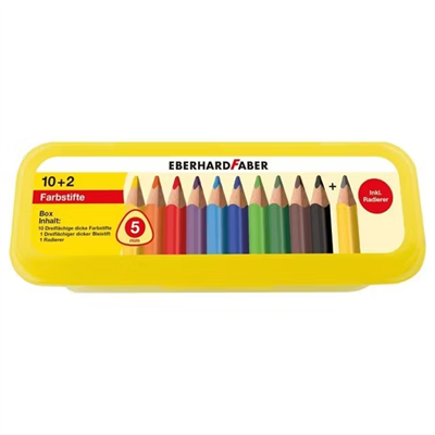 Eberhard Faber 5 mm Kuru Boya Kalemi 10-2 li Set Silgi Farbstifte Serisi Kalem Kutu
