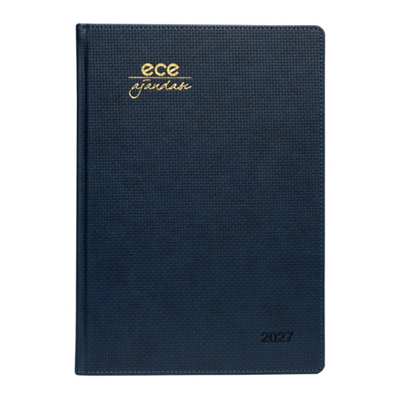 Ece Ajandası Çeşme 2027 Lacivert - Haftalık 110 Gr. İthal Ivory Kağıt Sert Kapak 19,5X28