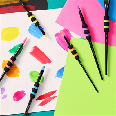 Faber-Castell Soft-Touch Yuvarlak ve Düz Fırçalar 6lı Set