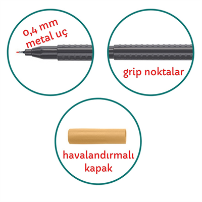 Faber Castell Grip Finepen 0.4 Keçeli Kalem Pembe