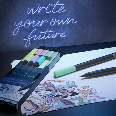 Faber-Castell Grip Finepen İnce Keçe Uçlu Kalem Seti, 5li, Pastel Renkler 0.4 mm