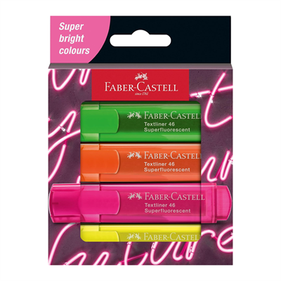 Faber-Castell Fosforlu Kalem Textliner Şeffaf Gövde 4 Lü (254600)