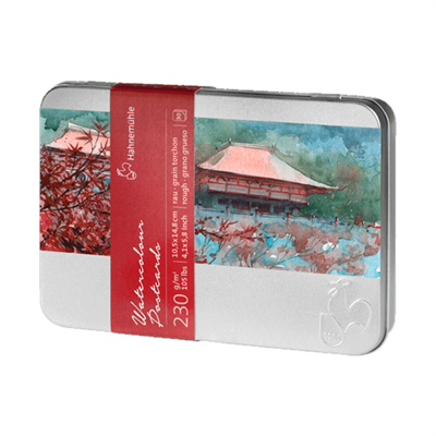Hahnemühle Postcards in Metal Box 230 gsm - Rough - Kutu (10,5x14,8 cm, 30 yaprak içerir, HM-10-650-000)