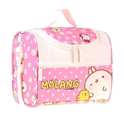 Kaukko Kids Kız Çocuk Molang Baskılı Isı Yalıtımlı Okul Beslenme Çantası (Pembe - Sarı) - L5319