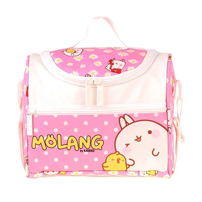 Kaukko Kids Kız Çocuk Molang Baskılı Isı Yalıtımlı Okul Beslenme Çantası (Pembe - Sarı) - L5319