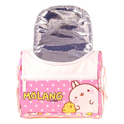 Kaukko Kids Kız Çocuk Molang Baskılı Isı Yalıtımlı Okul Beslenme Çantası (Pembe - Sarı) - L5319