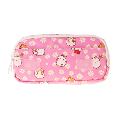 Kaukko Kids Taşıma Askılı Kız Çocuk Molang Baskılı Şık Kalem Çantası (Pembe - Sarı) - L5320