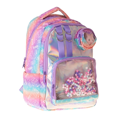 Kaukko Kids Kız Çocuk Renk Geçişli Lila Peluş Aksesuarlı Ilkokul Okul Sırt Çantası - L5348