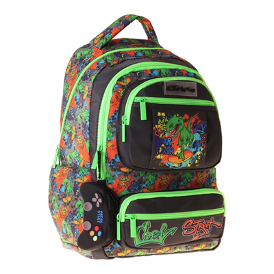 Kaukko Kids Erkek Çocuk Street Dinazor Baskılı (Street) Altı Bölmeli Ilkokul Sırt Çantası - L5414