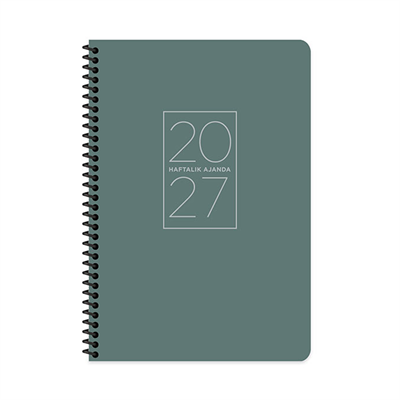 Keskincolor 2027 20*28 Spiralli Haftalık Ajanda Yeşil 600296-99