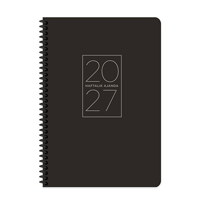 Keskincolor 2027 20*28 Spiralli Haftalık Ajanda Siyah 600295-99
