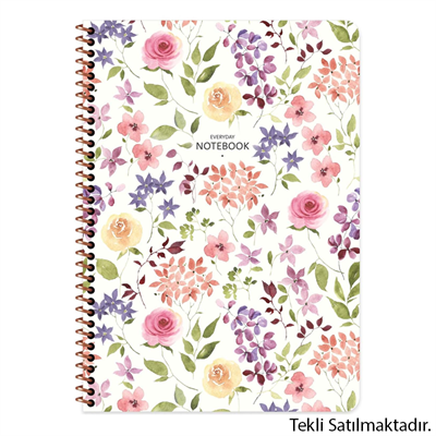 Keskın Color Defter 80Yp Kareli Spiralli Çiçek