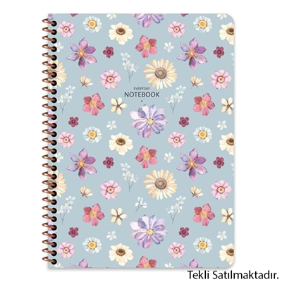 Keskın Color Defter 80Yp Kareli Spiralli Çiçek