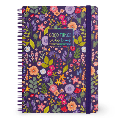 Legami Large Spiralli Çizgili Defter Çiçek