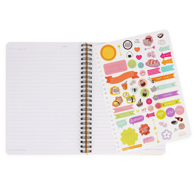 Legami Large Spiralli Çizgili Defter Sushi Kedi