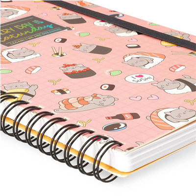 Legami Large Spiralli Çizgili Defter Sushi Kedi