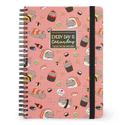 Legami Large Spiralli Çizgili Defter Sushi Kedi