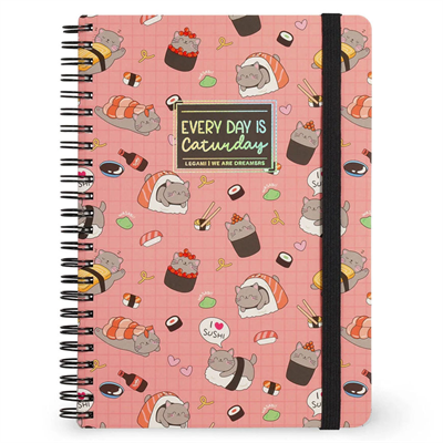 Legami Maxi Spiralli Çizgili Defter Sushi Kedi
