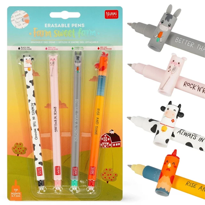 Legami Silinebilir Gel Kalem Farm Sweet Farm 4Lü Set