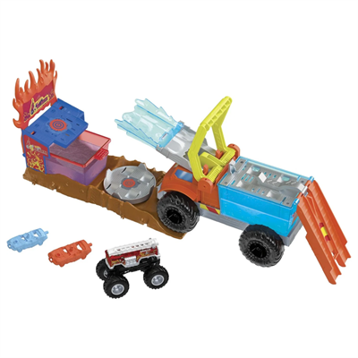 Mattel Hot Wheels Monster Trucks Lightning Play Set With Fire Extinguisher HPN73