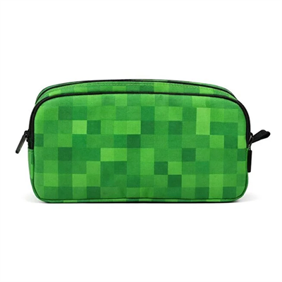 Minecraft İki Gözlü Erkek Çocuk Kabartmalı Siyah - Yeşil Okul Kalem Çantası/Kalemlik - 26612