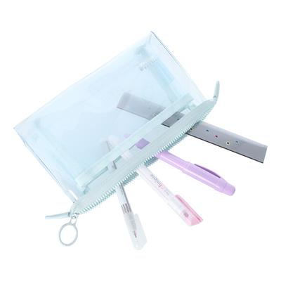 Mitte Çift Bölmeli Şeffaf Pouch Kalemlik Mavi