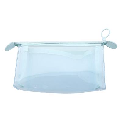 Mitte Çift Bölmeli Şeffaf Pouch Kalemlik Mavi