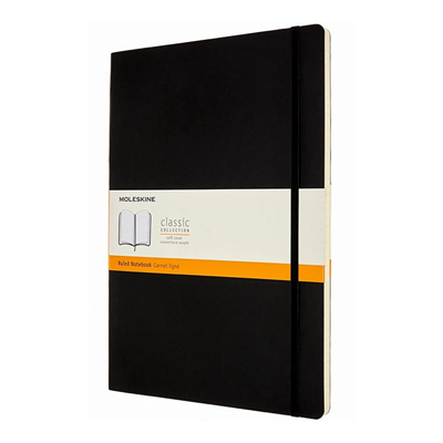 Moleskine Klasik Düz Not Defteri, Yumuşak Kapaklı ve Elastik Kapaklı Defter, Boyut A4 21 x 29,7 cm