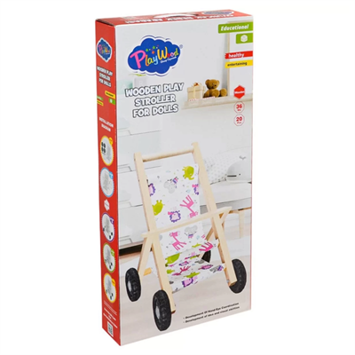 Playwood Ahşap Oyuncak Bebek Arabası