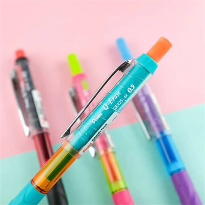 Pentel 0.7 mm Metal Klipsli Büyük Boy Silgili Versatil - Q-ERASE Siyah