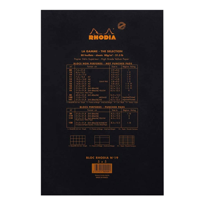 Rhodıa Ra192009 210*318 mm A-4+ Kareli Sıyah Kapak Bloknot