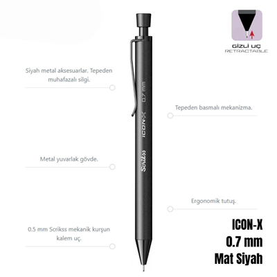 Scrikss Versatil Kalem Icon-X 0.7mm Siyah
