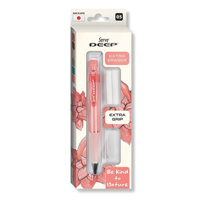 Serve Deep Versatil Kalem 05mm- Toprak Tonları - Yedekli Set (Grip ve Silgi) Pembe